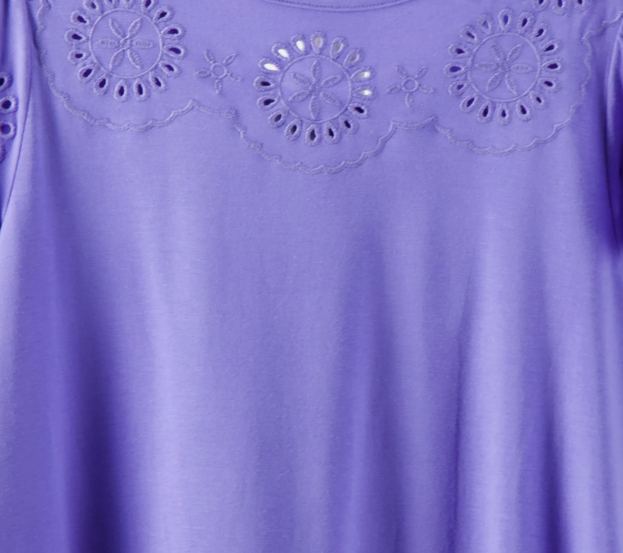 "As Is" Laurie Felt Cotton Bamboo Eyelet Flutter Sleeve Tee