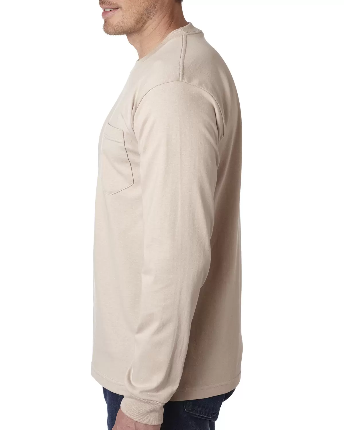 8100 Bayside Adult Long-Sleeve Cotton Tee with Pocket SKU: 8100