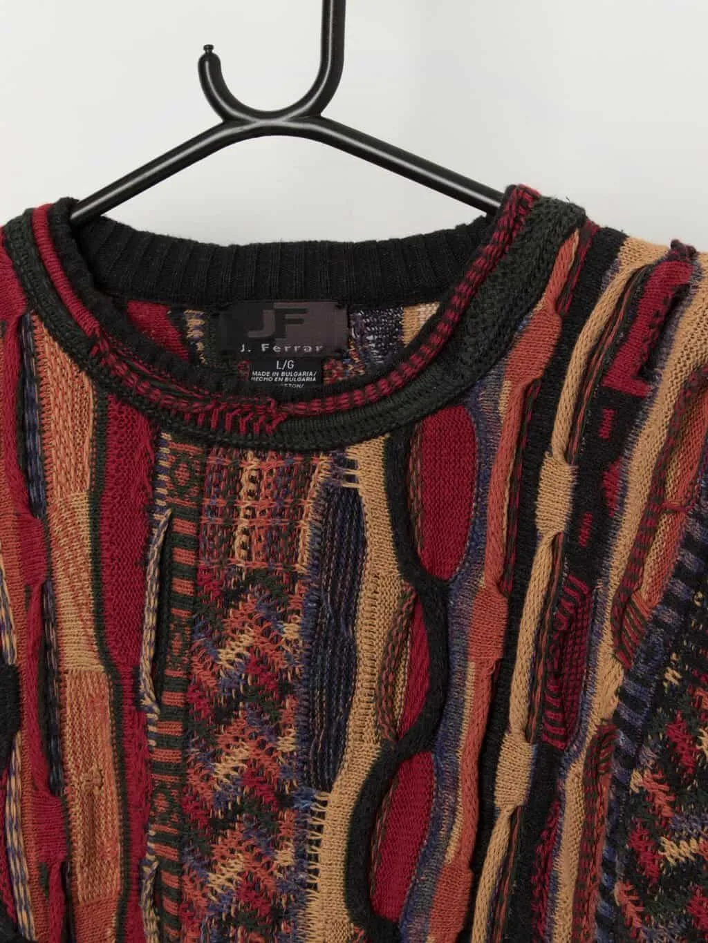 90s vintage coogi style sweater by J Ferrar – Large