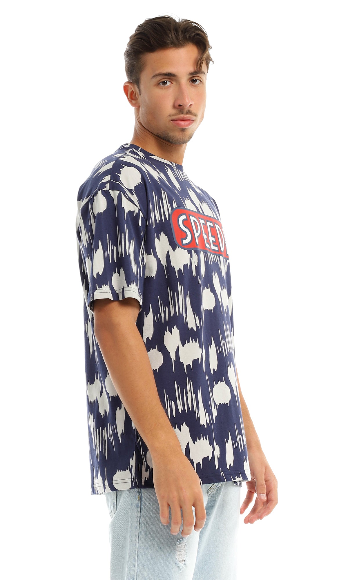 97356 Speeder Printed & Patterned Navy Blue T-Shirt