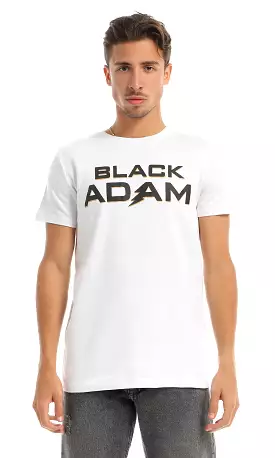 97408 Black Adam Printed Round White T-Shirt