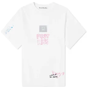 Acne Studios Exford Scribble Face T-ShirtOptic White