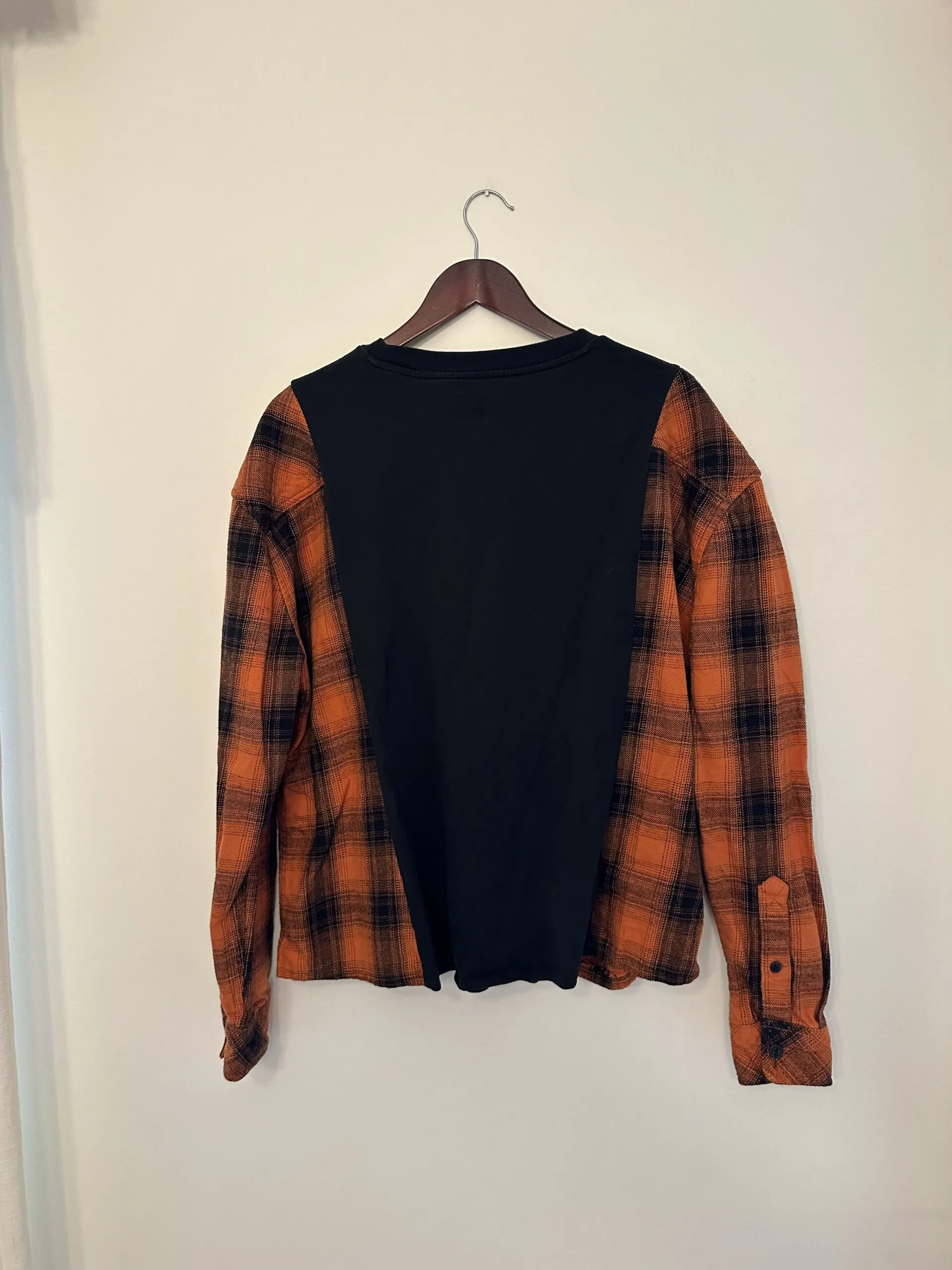 Adidas Ghost Black and Orange Flannel Tee Rework