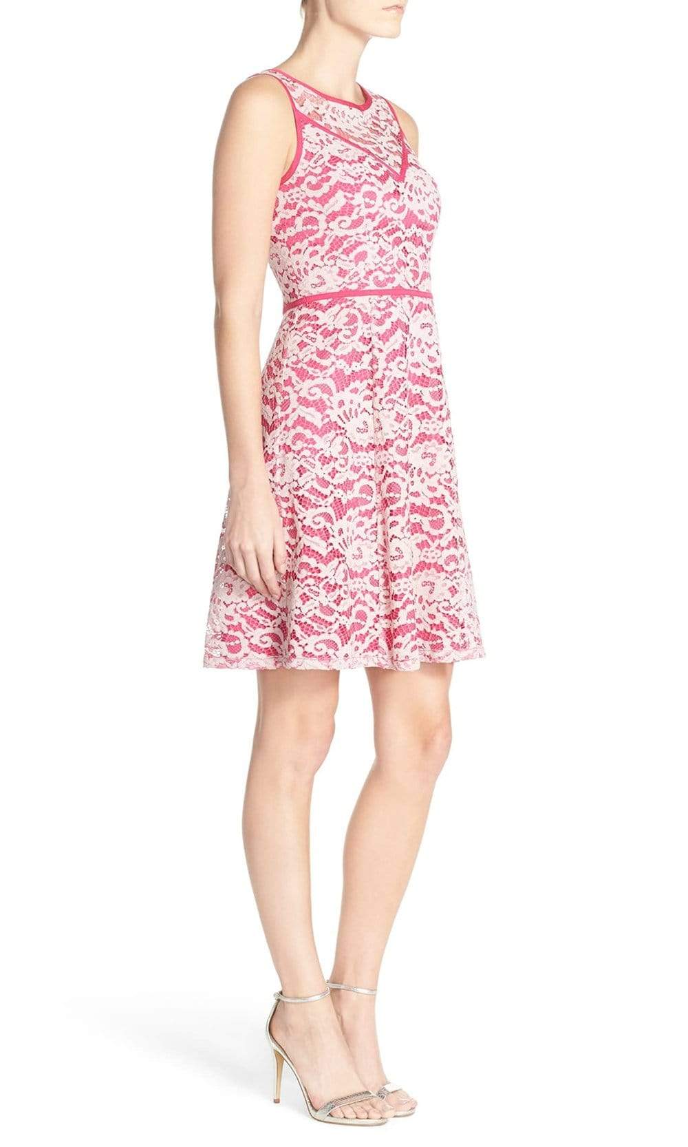 Adrianna Papell - 12253970 Floral Bateau Neck A-Line Dress