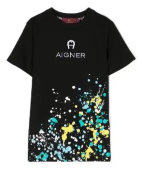 Aigner T-Shirt Paint Splash Logo White