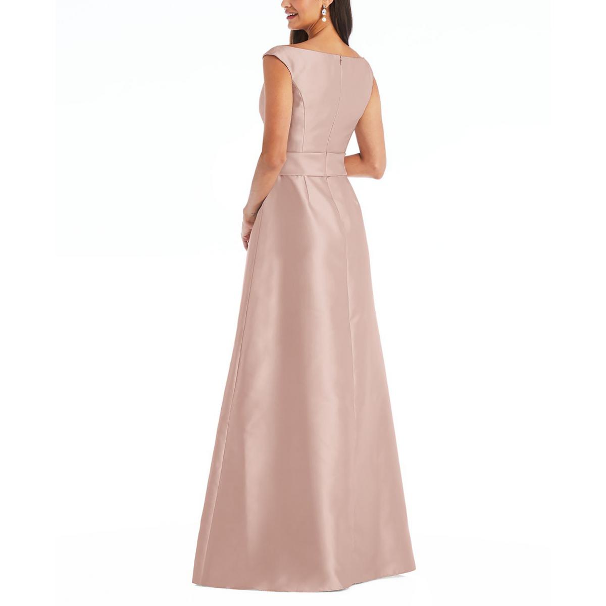 Alfred Sung Womens Satin Off The Shoulder Evening Dress