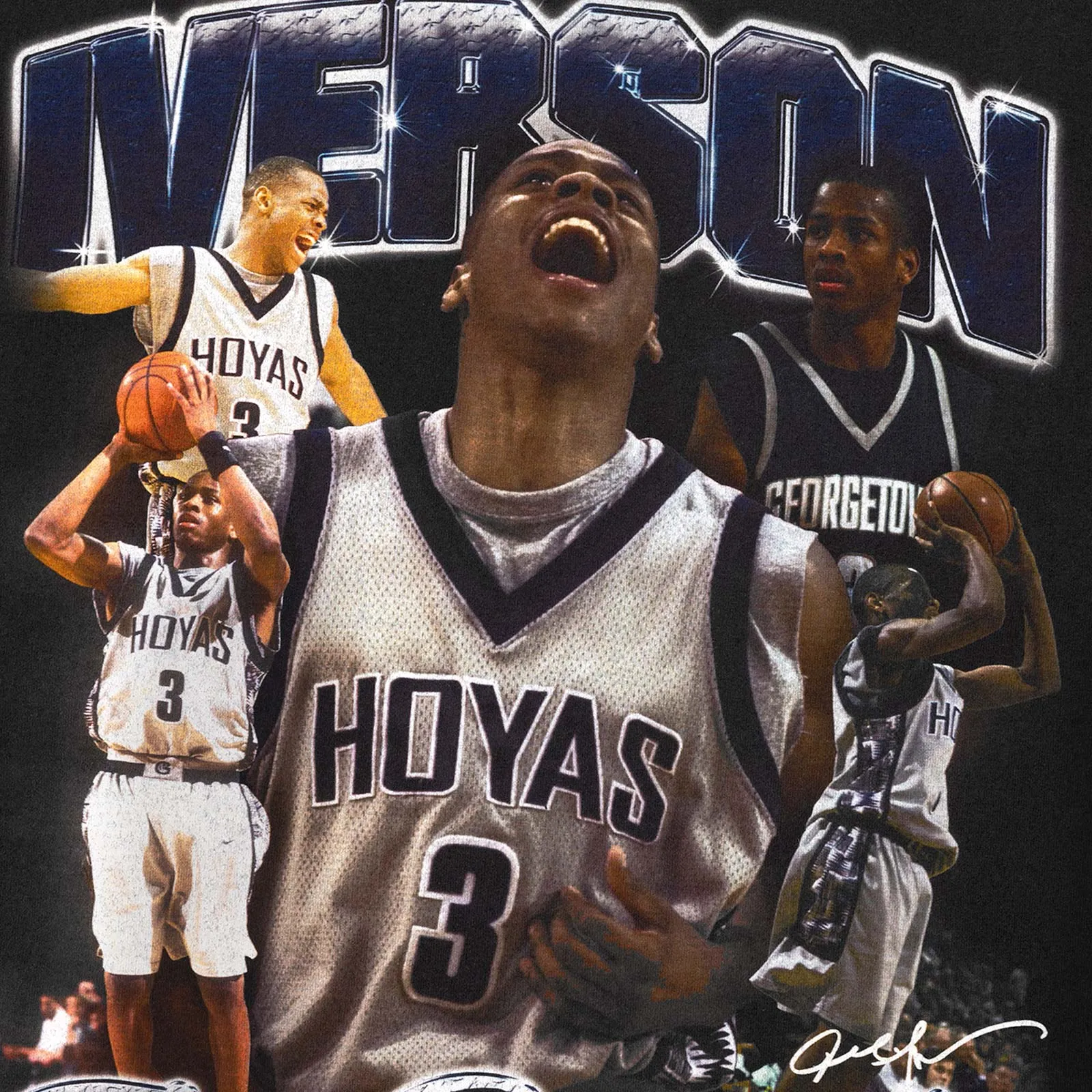 Allen Iverson Georgetown Hoyas The Answer Tee - Faded Black