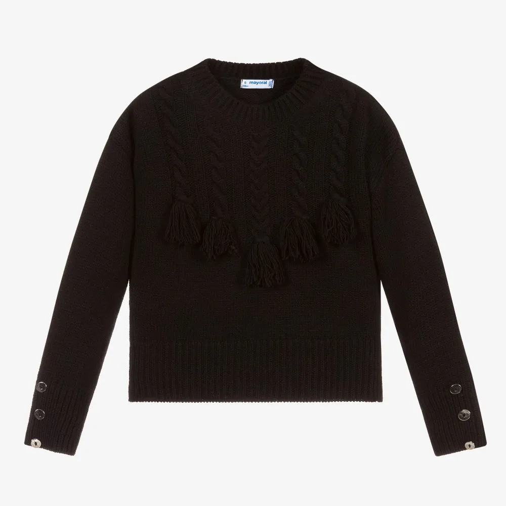 Black Knitted Wool Sweater 