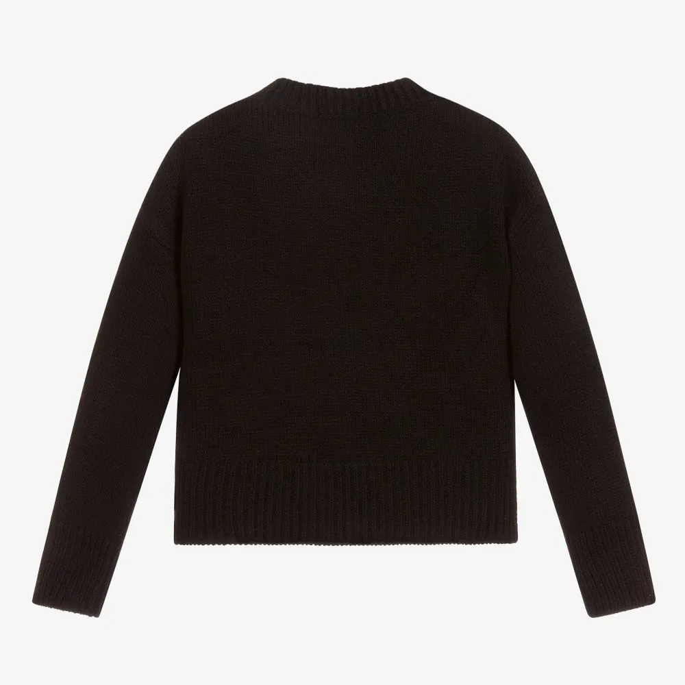 Black Knitted Wool Sweater 