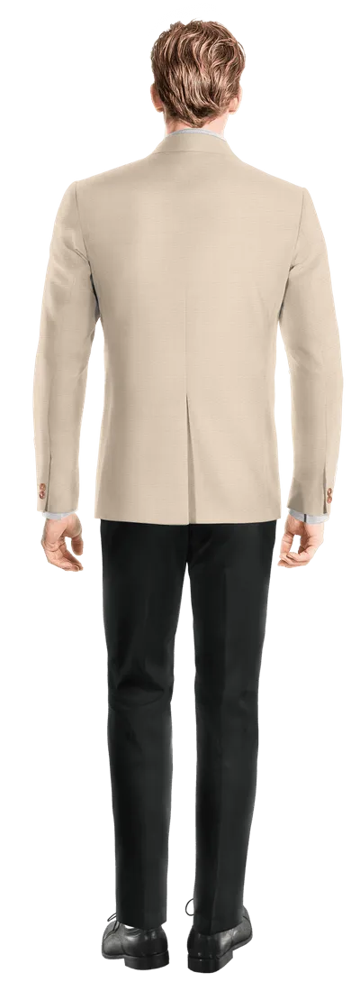  Blazer Esmoquin beige solapa ancha slim fit de 1 botón