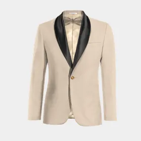  Blazer Esmoquin beige solapa ancha slim fit de 1 botón