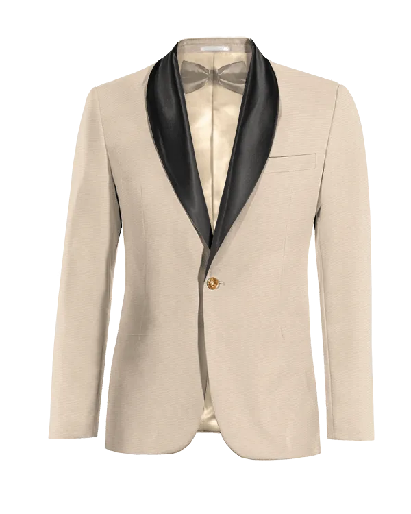  Blazer Esmoquin beige solapa ancha slim fit de 1 botón