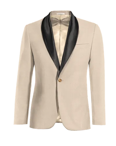  Blazer Esmoquin beige solapa ancha slim fit de 1 botón