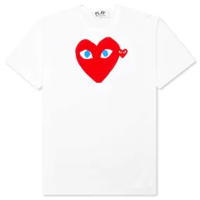 Blue Eyes Red Heart T-Shirt - White