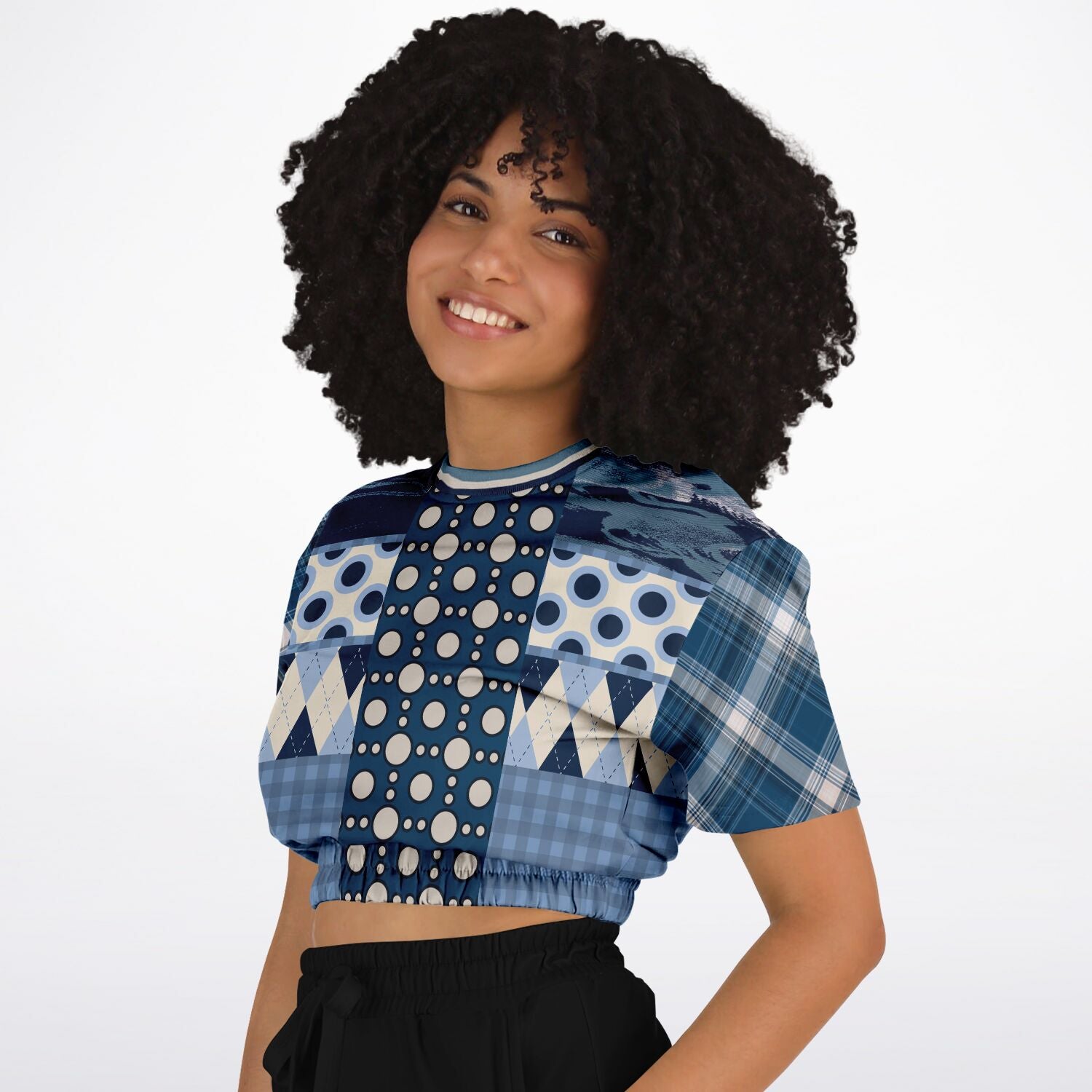 Blueberry Hill Short Sleeve Cropped Eco-Poly Sweater