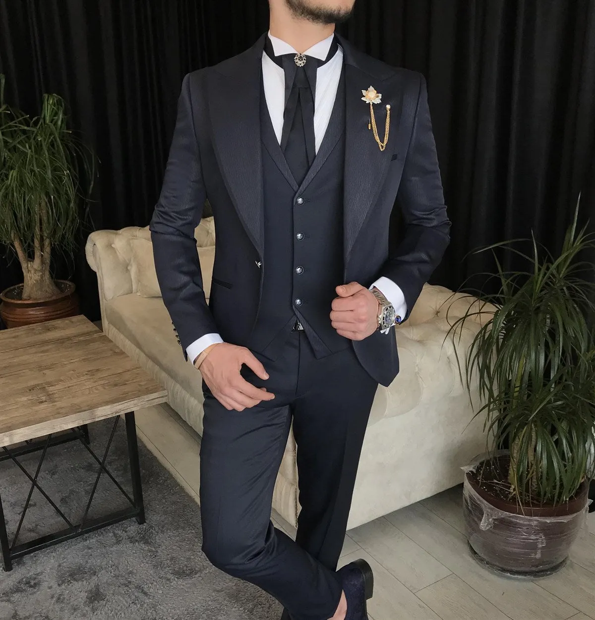 Bojoni Cagliari Navy Slim-Fit Tuxedo 3-Piece