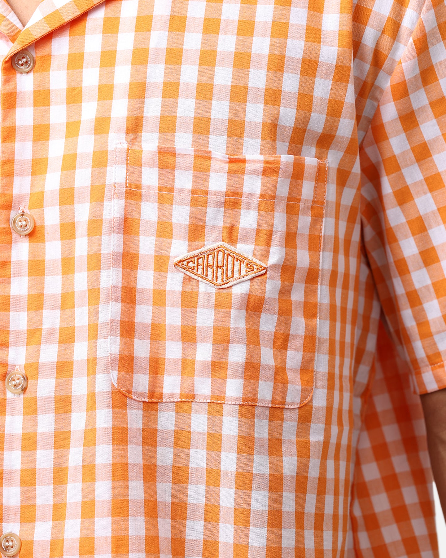 Carrots By Anwar Badge Button Up Shirt Orange