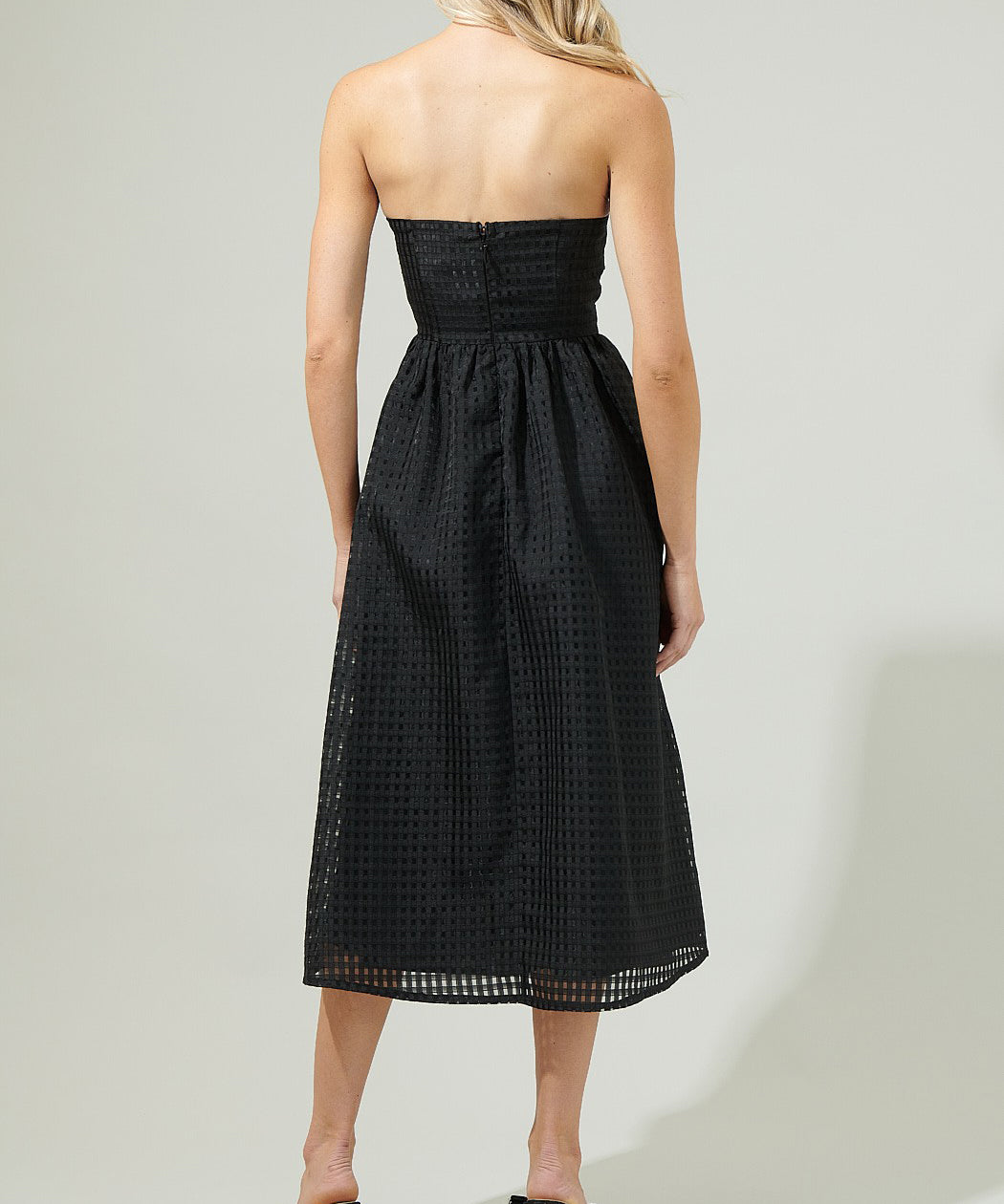 Cary Chest Bow Midi Dress - Black