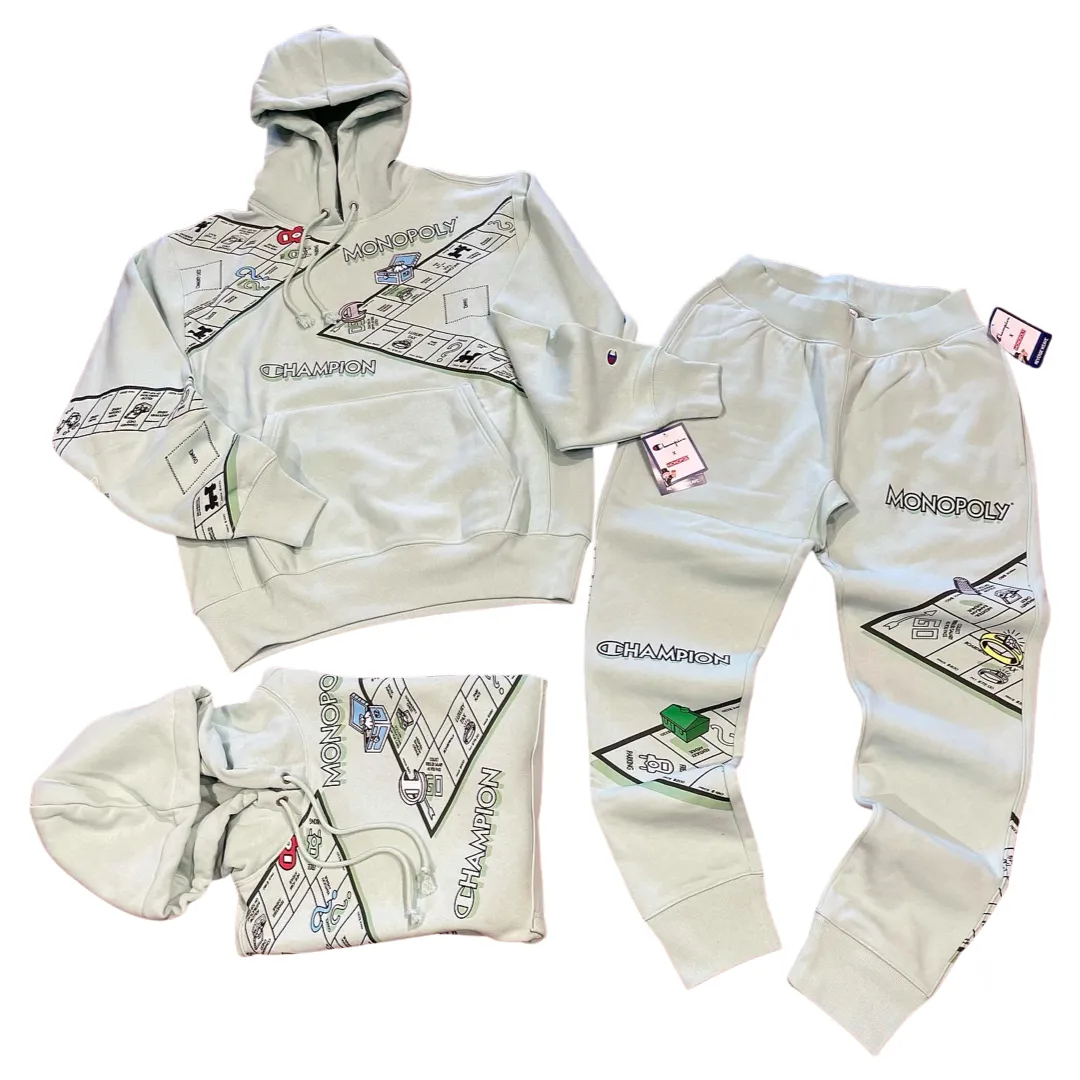 CHAMPION X MONOPOLY REVERSE WEAVE SWEATSUIT-GREEN