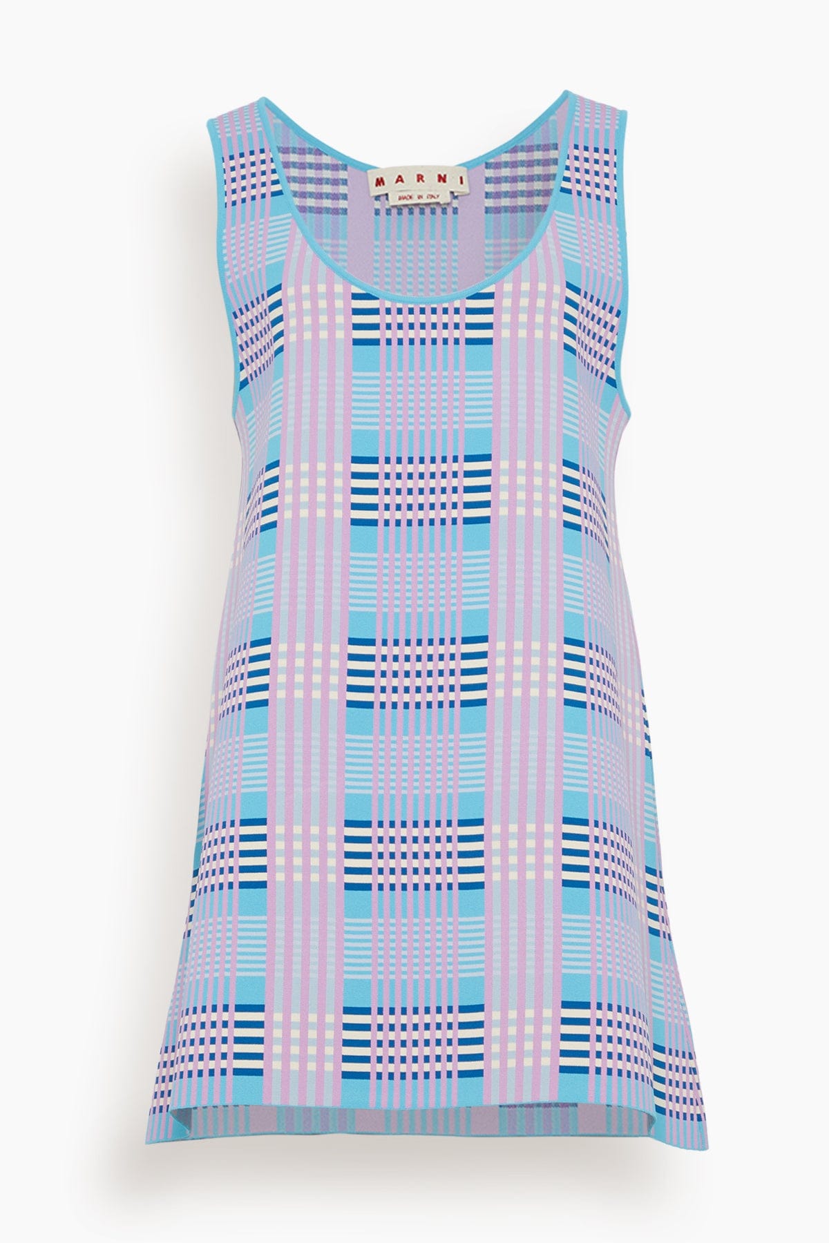 Checked Techno Knit A-Line Dress in Pink Gummy