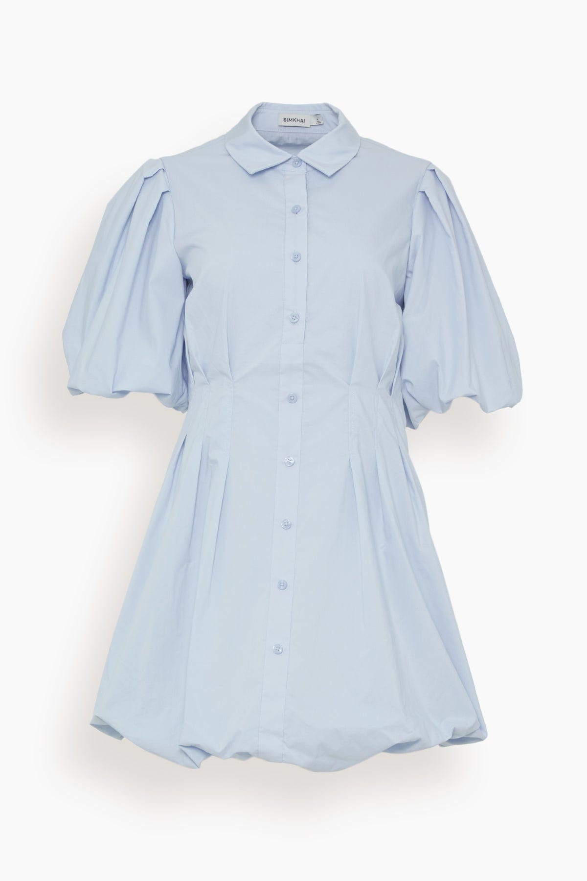 Cleo Balloon Pintuck Mini Dress in Blue Haze