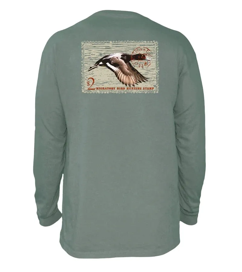 Coastal Cotton L/S Scaup Duck Stamp Pima Cotton Pocket Tee