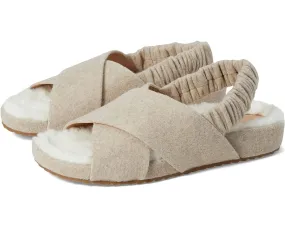 Cole Haan Mojave Crisscross Oatmeal Wool Slingback Rounded Open Toe Furry Sandal