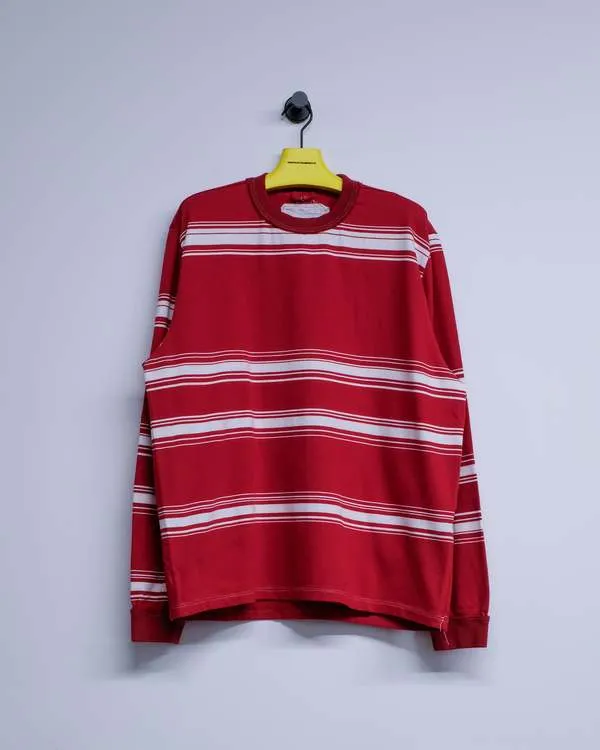 Cotton Big Long Sleeve Tee - Red/White Stripe