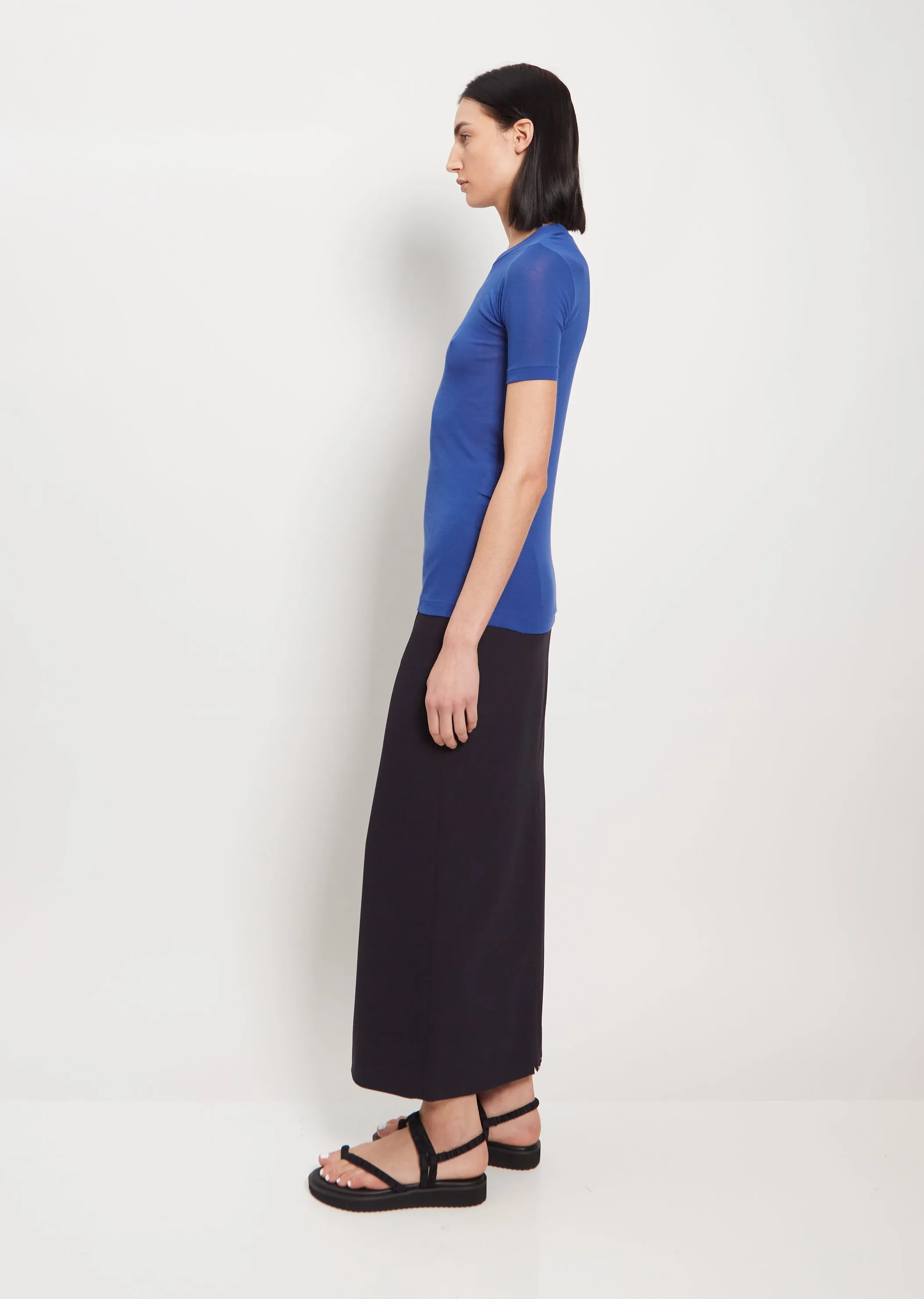 Cotton Giza Sheer Rib Tee — Blue