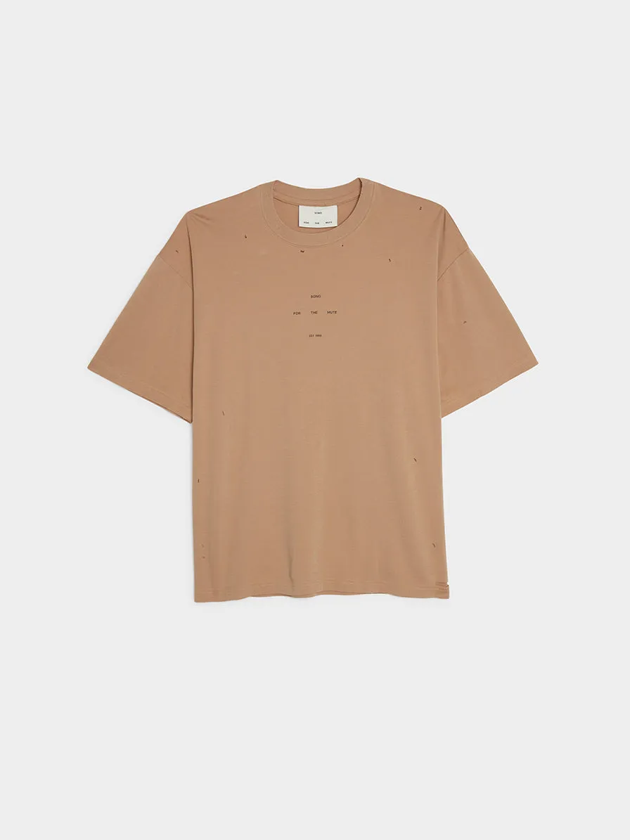 Cotton Logo Oversized Tee, Tan