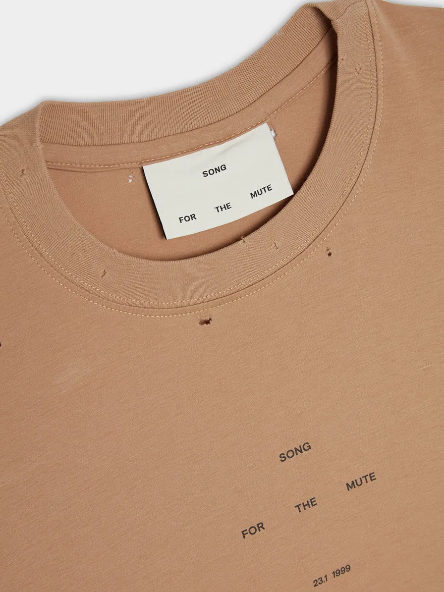 Cotton Logo Oversized Tee, Tan