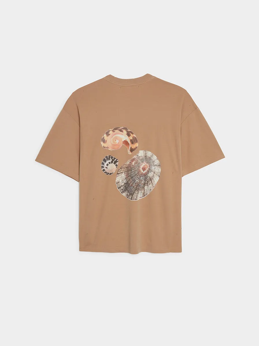 Cotton Logo Oversized Tee, Tan