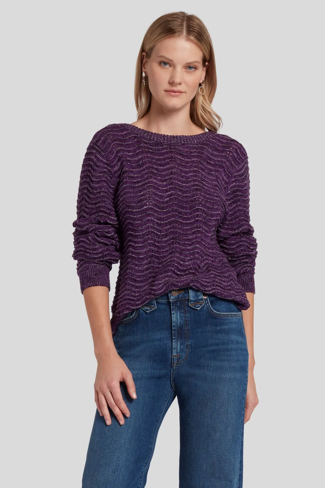 CROSS BACK SWEATER COTTON POLY VIOLET MARL