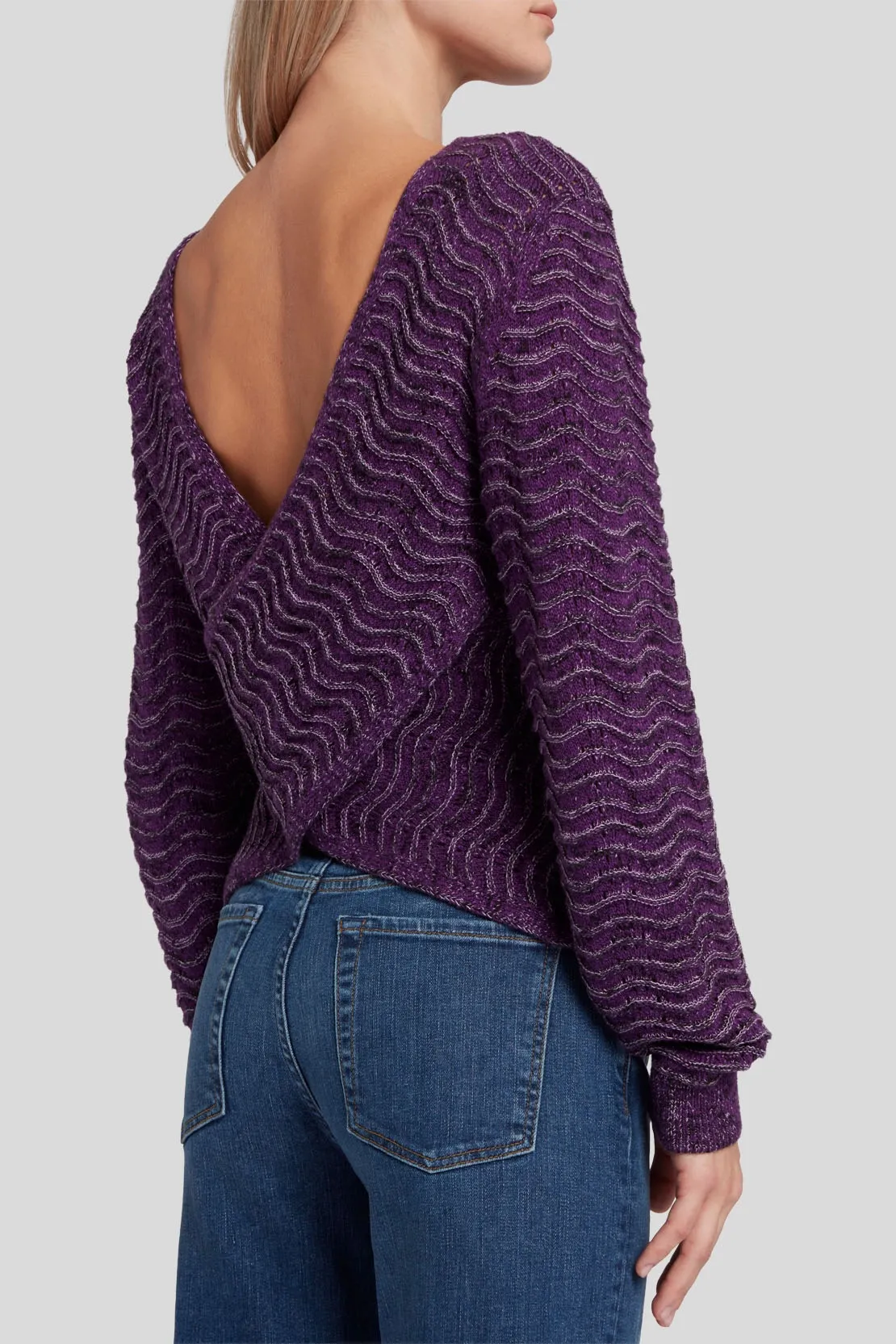 CROSS BACK SWEATER COTTON POLY VIOLET MARL