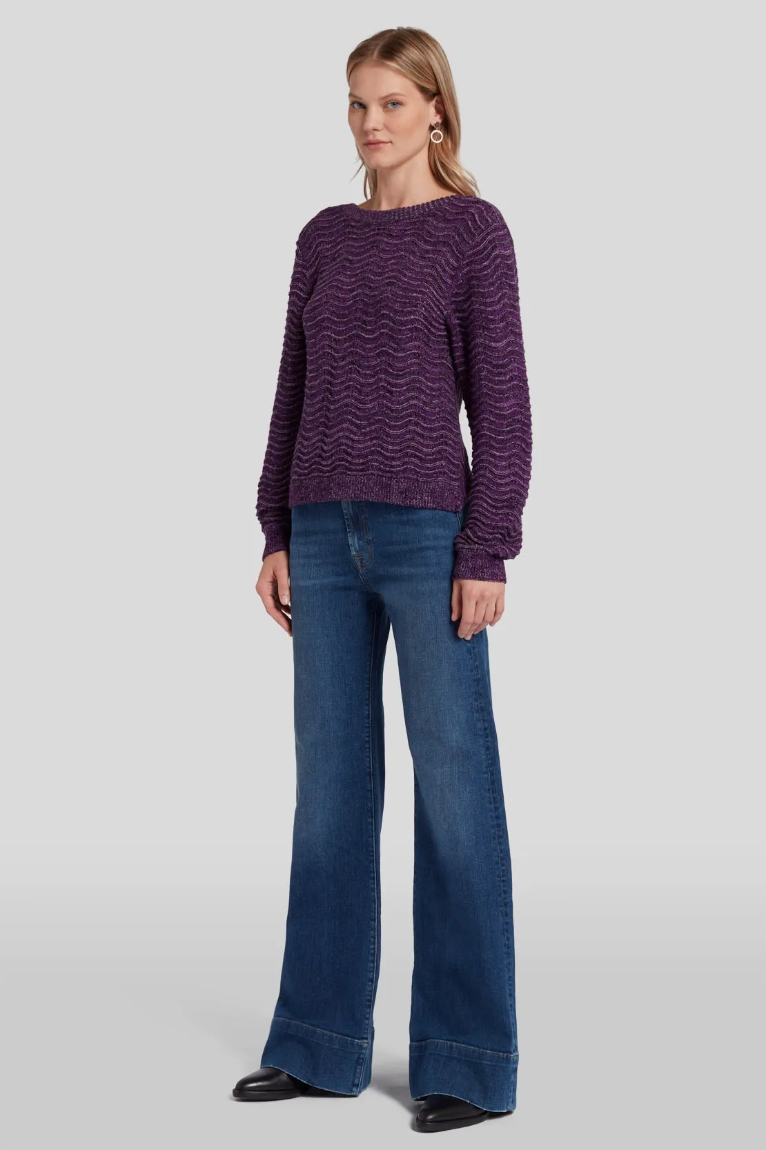 CROSS BACK SWEATER COTTON POLY VIOLET MARL