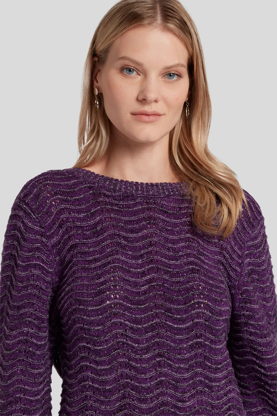 CROSS BACK SWEATER COTTON POLY VIOLET MARL