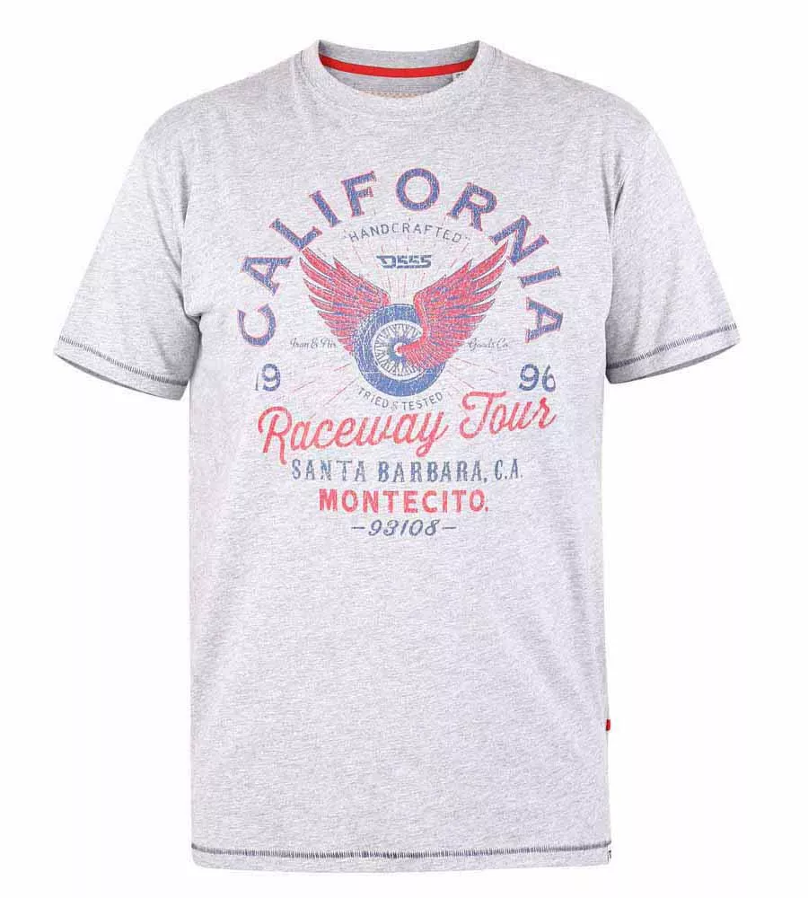 D555 Big Mens California Raceway Tours Printed T-Shirt (BARTON)