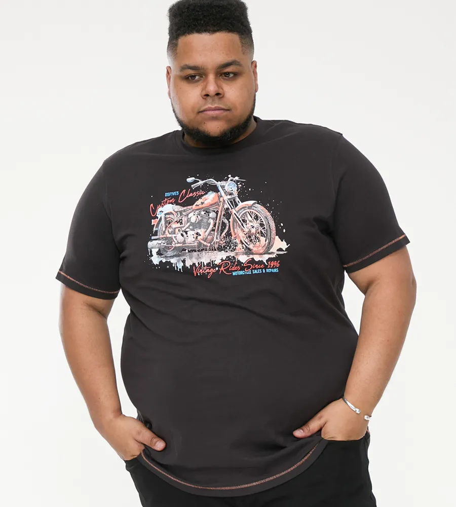 D555 Big Mens Motorbike Printed T-Shirt (LORNE)