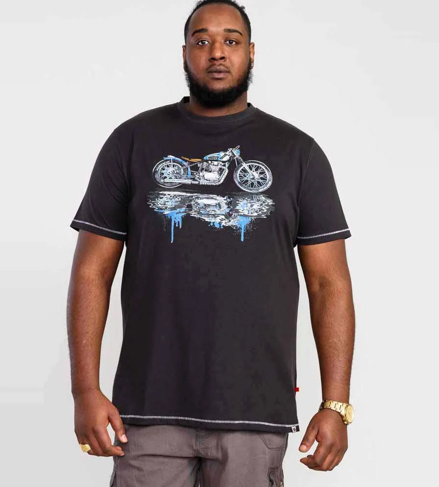 D555 Big Mens Motorbike Printed T-Shirt With Drip Effect and Shadow (FRITTON)