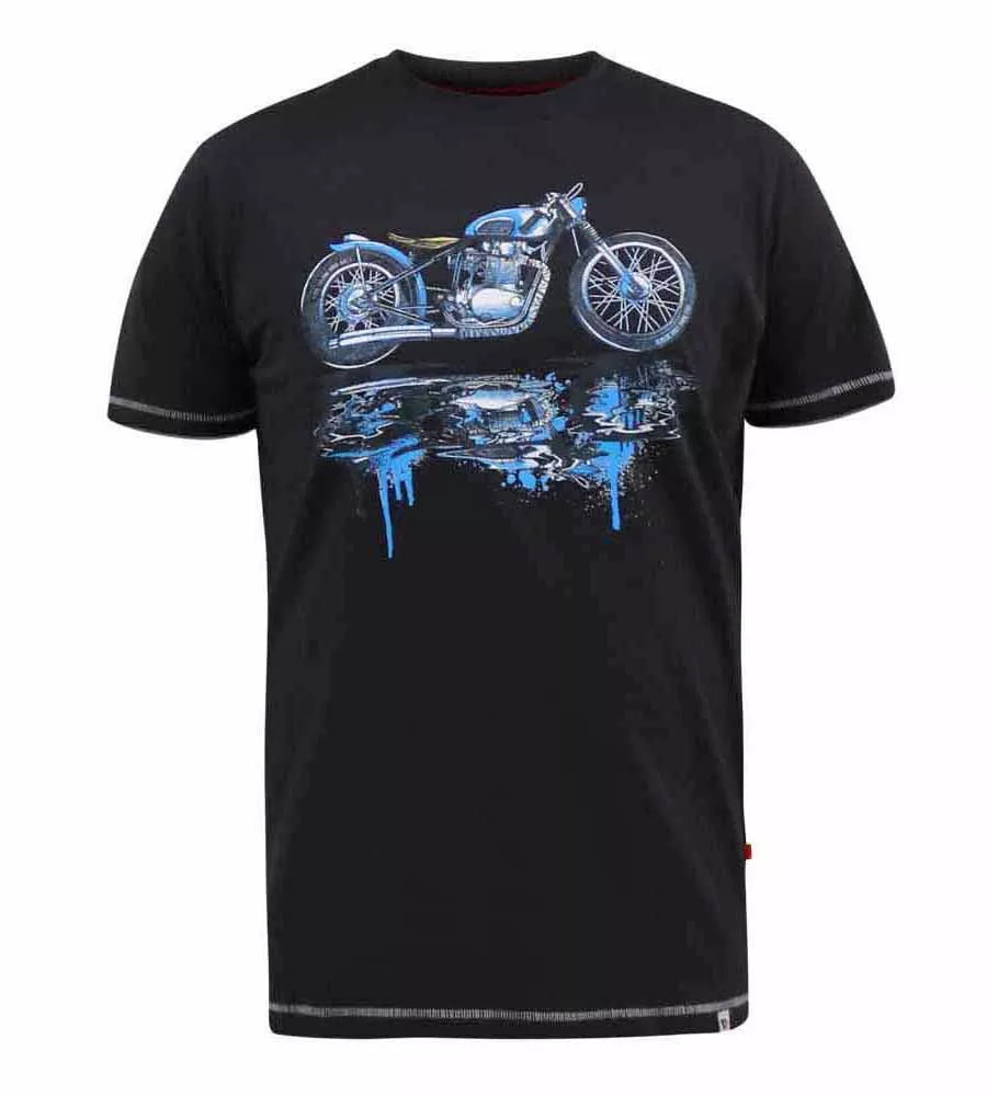 D555 Big Mens Motorbike Printed T-Shirt With Drip Effect and Shadow (FRITTON)