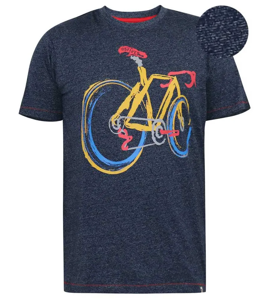 D555 Big Mens Printed T-Shirt With Abstract Bicycle Print (GAMSTON)