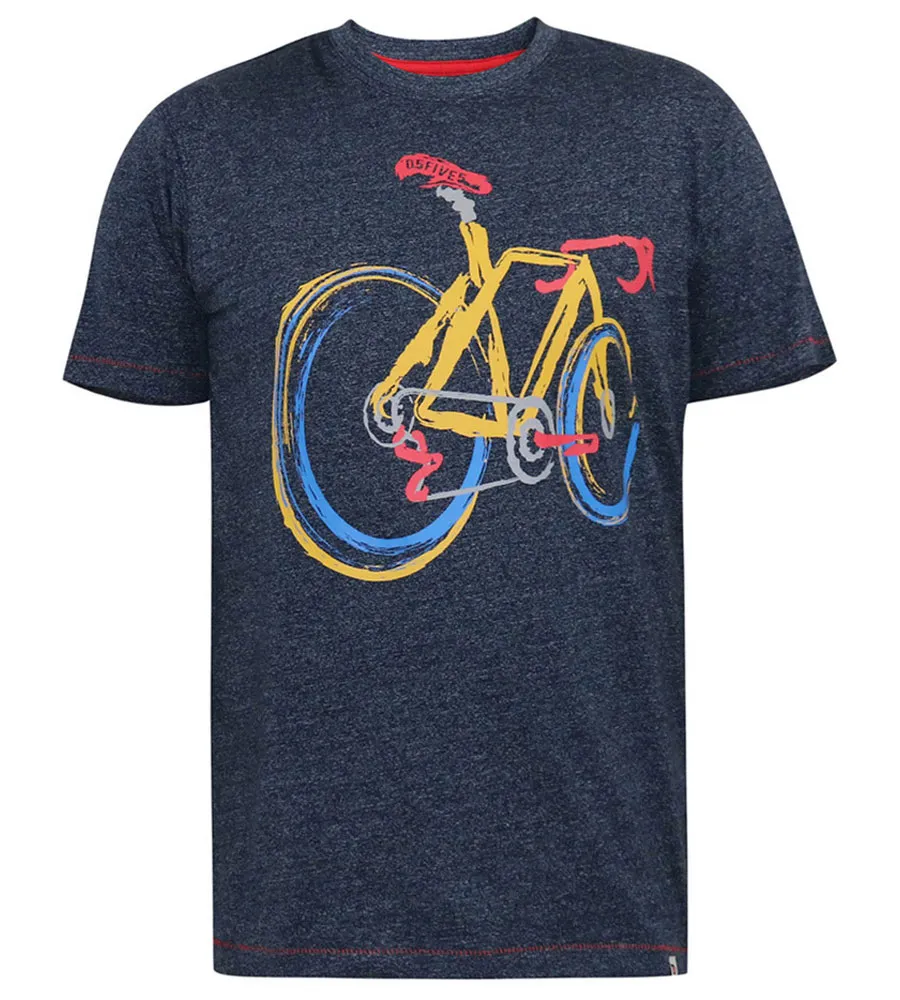 D555 Big Mens Printed T-Shirt With Abstract Bicycle Print (GAMSTON)