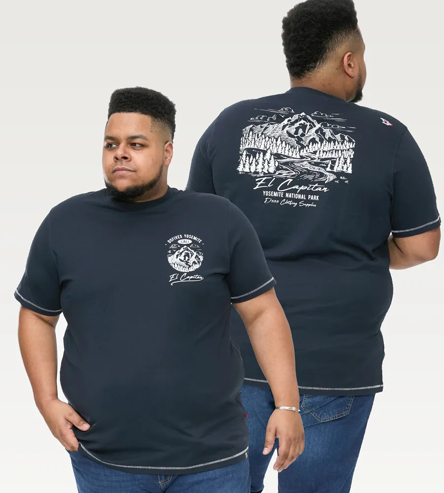 D555 Big Mens Yosemite Printed T-Shirt Front and Back Print (GRAHAM)