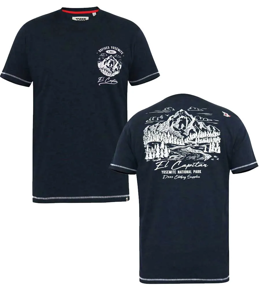 D555 Big Mens Yosemite Printed T-Shirt Front and Back Print (GRAHAM)