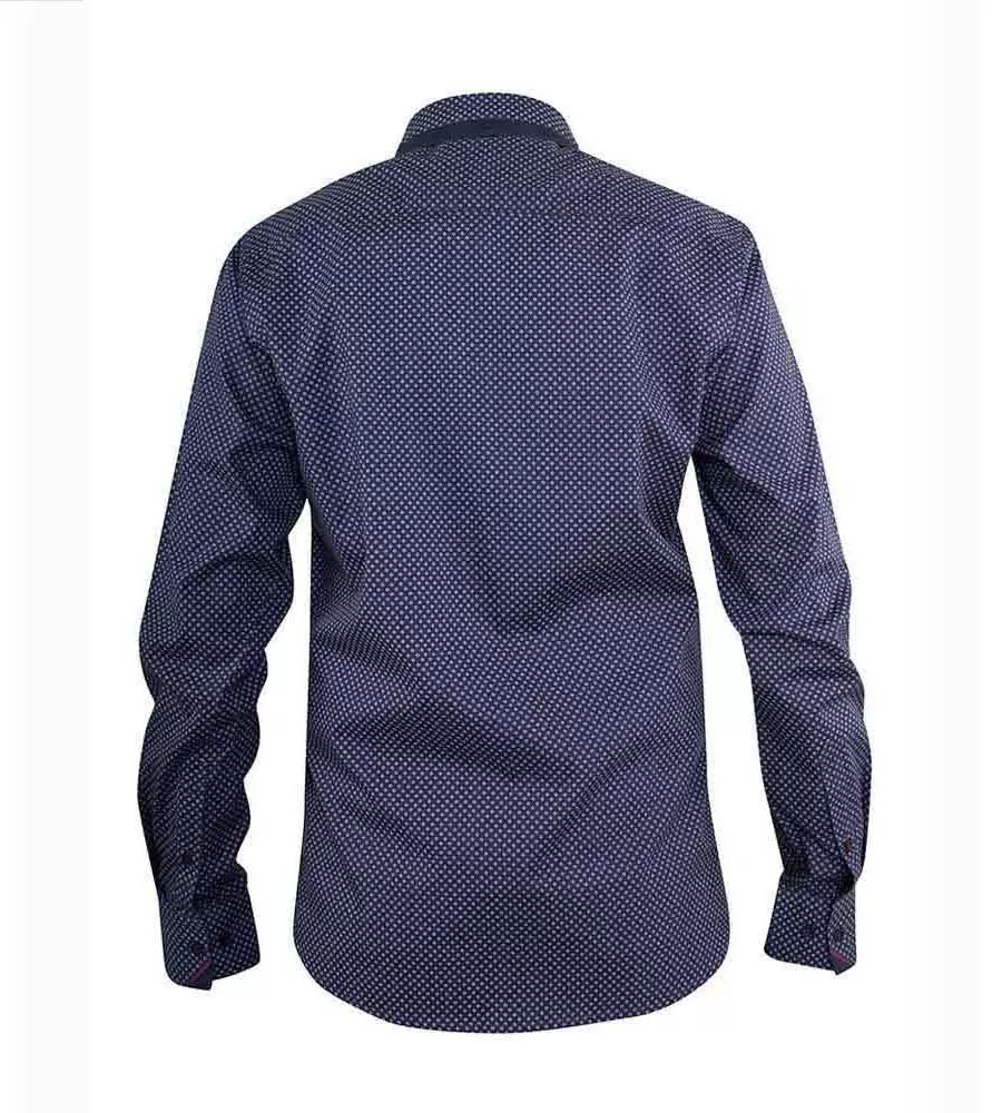 D555 Mens Long Sleeve Printed Shirt With Concealed Button Down Collar (BARKER)