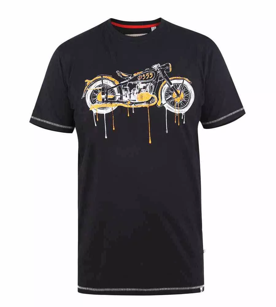 D555 Tall Mens Motorbike Printed T-Shirt With Drip Effect (ROCHESTER)