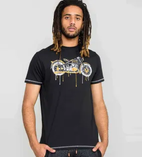 D555 Tall Mens Motorbike Printed T-Shirt With Drip Effect (ROCHESTER)