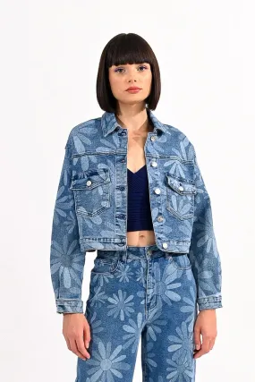 Daisy Print Denim Jacket