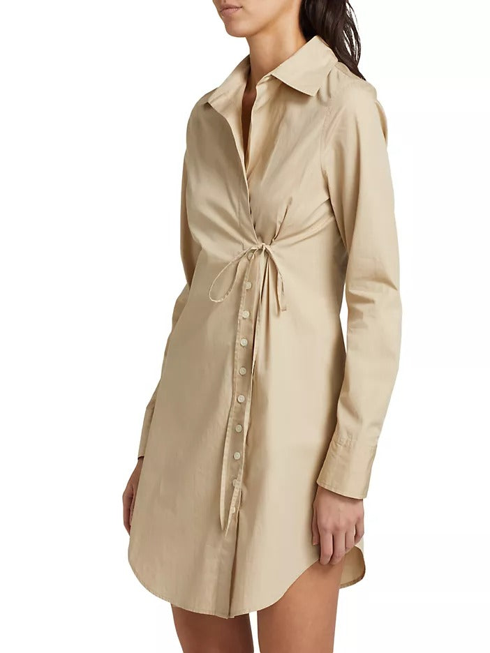 Derek Lam 10 Crosby Cindy Long Sleeve Shirt Dress Safari