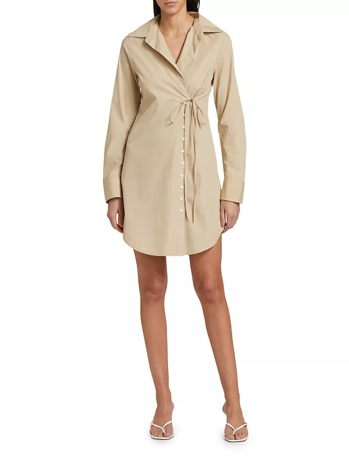 Derek Lam 10 Crosby Cindy Long Sleeve Shirt Dress Safari